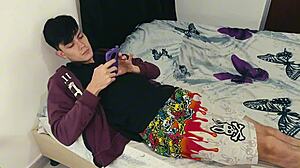 my stepson was masturbating with his favorite tantaly doll and i help him with his penis