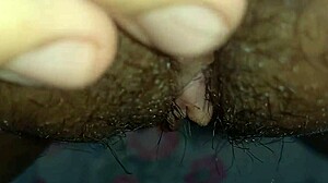 Big clit pulsing in hairy latina beaver teasing