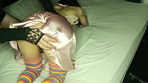 crossdresser follando con morena sexy swollen pussy