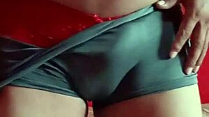 I was modelin' this red lace thong in pantyhose, but I tripped