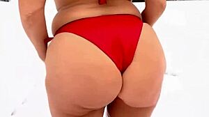 Horny stepmom flaunts new sexy bikini for christmas with dirty talk to stepson