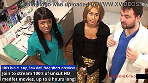 Carol cummings undergoes her annual assessment in latex nurse outfit