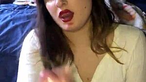 Intense Lipstick Blowjob and Handjob Leading to Cum