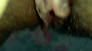 Big clit pulsing in hairy latina beaver teasing