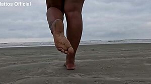 subtle outdoor fetish play with amateurs showing feet and softcore solo action on beach streets