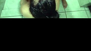 big tits wife gags in shower with natural feet