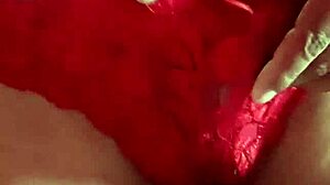 I was modelin' this red lace thong in pantyhose, but I tripped