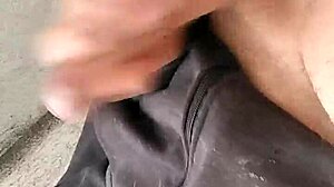 Masturbating huge cock outdoors to cum