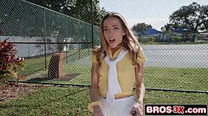 hey, this athletic tennis babe gets picked up for deepthroat and big cock ass fucking cash