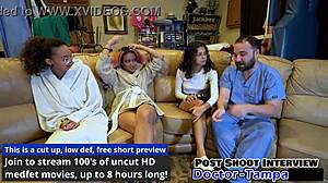 Genesis humiliates in her first POV gyno exam with shaved pussy 😈