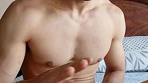 Playing with foreskin while jerking off to cum