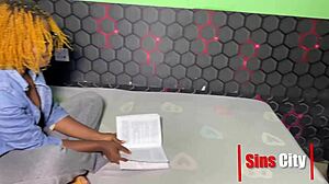 kofi interacts with a cute ebony student in a suggestive way