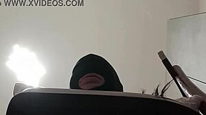 Blindfolded milf, suck that monster cock?