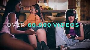 Serene Siren passionately masturbates with dildo, craving intense lesbian fucking