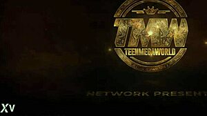 Brunette babe caught muff diving and riding cock on christmas