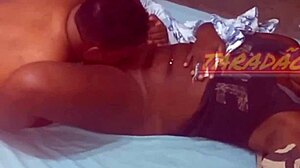 Licking my black woman's pussy, big tits and ass, amateurs, hairy, to orgasm