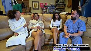 Genesis humiliates in her first POV gyno exam with shaved pussy 😈