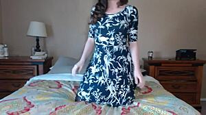 Shy bitch masturbates in her first solo webcam show