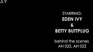 Behind the scenes AHB006 with Betty Buttplug Eden Ivy involving clothes ripped spanking deepthroat anal group action.