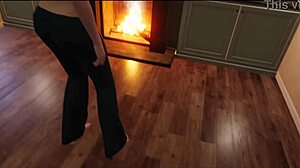 Brittney's big tits pressed during wrestling at house party leading to fucking blonde in living room