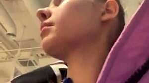 She gives a blowjob in public