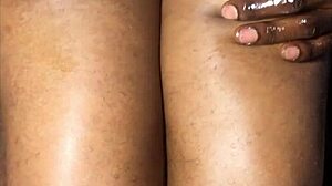 Amateur Thigh Fuck with Handjob and Fingering on Her Laps