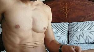 Playing with foreskin while jerking off to cum