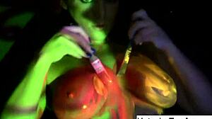 Natasha nice shoots a fun black light video