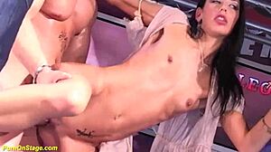 skinny babe banged on public stage