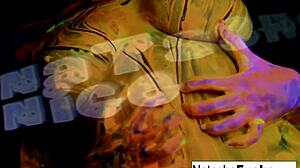 Natasha nice shoots a fun black light video