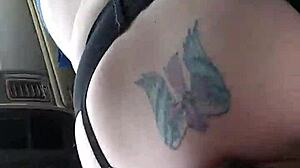 bbw wife liz giving another blowjob on the roadside