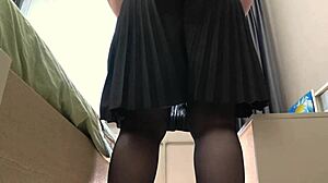 Wife's Big Cellulite Ass and Wet Holes Licked in Stockings Solo Masturbation