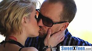 hot blonde teen gets pounded hard outdoors, neighbors can't miss her moans