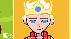 in this cartoon, the king celebrates with his small cock and big tits