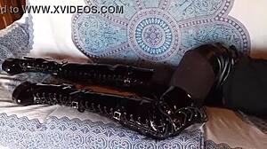 Petite Brunette In Black Pantyhose