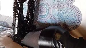 Petite Brunette In Black Pantyhose