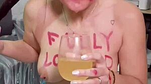 brunette with big ass eats junk food then pukes it all up in fetish solo.