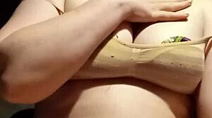 Tiny 18+ Amateur Plays with Big Natural Tits in Lingerie POV.