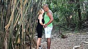 Fucking Behind The Trees In A Public Park With A Big Black Cock.