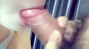 Best blowjob ever, cum in mouth from Nong New's intense deepthroat session on this cute skinny Asian teen amateur