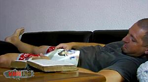 Cougar slut gets fucked hard by two excited dicks in group threesome