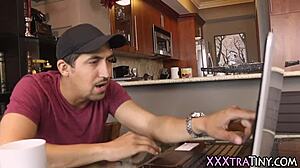 Tiny Teen Rides Monster Cock For Deepthroat And Cum