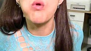 brunette with big ass eats junk food then pukes it all up in fetish solo.