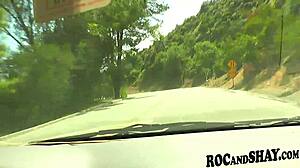 Ebony couple fucks in car