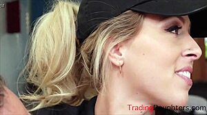 Sugar Daddy Tastes Babe's Pussy In Group