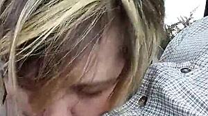 bbw wife liz giving another blowjob on the roadside