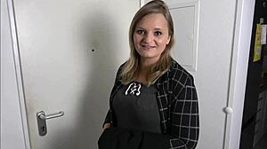 Amateur blonde slut takes monster cock deepthroat, swallows cum in mouth, homemade fat whore compilation.