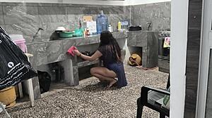 my stepsister got stuck in the kitchen while cleaning so i helped her out