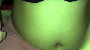 Wife gives intense handjob to big tits