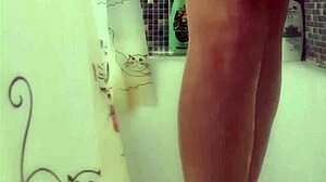 busty teen washes her perfect feet in the shower, it's so fetishy and hot